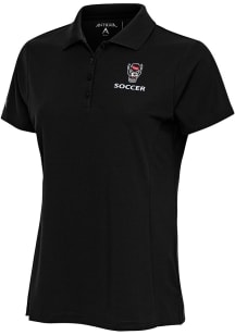 Antigua NC State Wolfpack Womens Black Soccer Legacy Pique Short Sleeve Polo Shirt