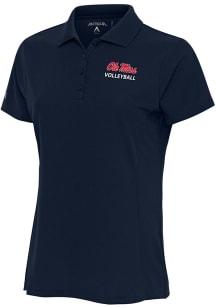 Antigua Ole Miss Rebels Womens Navy Blue Volleyball Legacy Pique Short Sleeve Polo Shirt