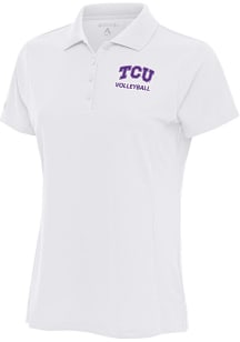 Antigua TCU Horned Frogs Womens White Volleyball Legacy Pique Short Sleeve Polo Shirt