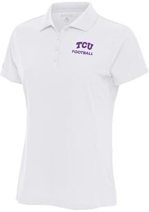 Antigua TCU Horned Frogs Womens White Football Legacy Pique Short Sleeve Polo Shirt