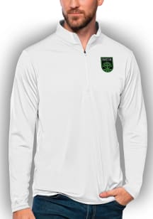 Antigua Austin FC Mens White Tribute Long Sleeve 1/4 Zip Pullover
