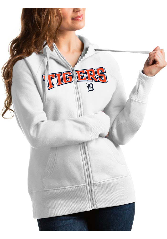 Women's Detroit Tigers Antigua Orange Team Logo Victory Full-Zip Hoodie