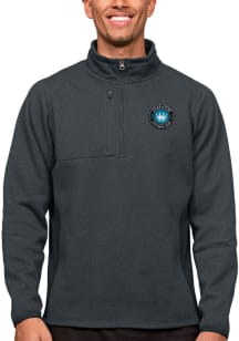 Antigua Charlotte FC Mens Charcoal Course Long Sleeve 1/4 Zip Pullover
