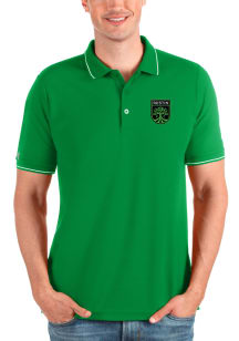 Antigua Austin FC Mens Green Solid Pique Short Sleeve Polo