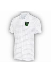 Antigua Austin FC Mens White Ryder Grey Stripe Short Sleeve Polo