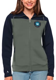 Antigua Charlotte FC Womens Navy Blue Protect Long Sleeve Full Zip Jacket