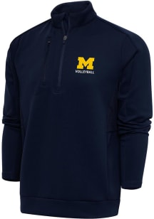 Antigua Michigan Wolverines Mens Navy Blue Volleyball Generation Big and Tall 1/4 Zip Pullover