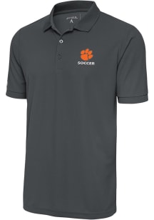 Antigua Clemson Tigers Grey Soccer Legacy Pique Big and Tall Polo