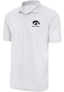 Antigua Iowa Hawkeyes White Volleyball Legacy Pique Big and Tall Polo