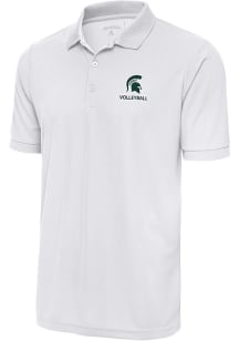 Antigua Michigan State Spartans White Volleyball Legacy Pique Big and Tall Polo