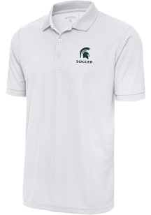Antigua Michigan State Spartans White Soccer Legacy Pique Big and Tall Polo