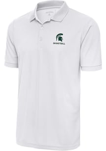 Antigua Michigan State Spartans White Basketball Legacy Pique Big and Tall Polo