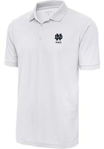 Antigua Notre Dame Fighting Irish Mens White Dad Legacy Pique Big and Tall Polos Shirt