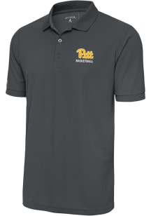 Antigua Pitt Panthers Grey Basketball Legacy Pique Big and Tall Polo