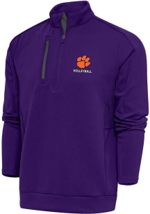 Antigua Clemson Tigers Mens Purple Volleyball Generation Long Sleeve 1/4 Zip Pullover