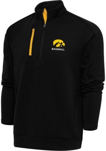 Mens Iowa Hawkeyes Black Antigua Baseball Generation Qtr Zip Pullover