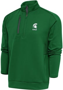 Antigua Michigan State Spartans Mens Green Dad Generation Long Sleeve 1/4 Zip Pullover