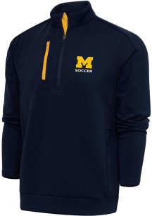 Antigua Michigan Wolverines Mens Navy Blue Soccer Generation Long Sleeve 1/4 Zip Pullover
