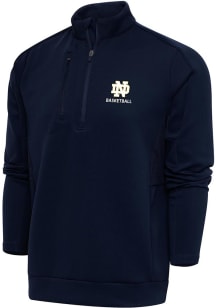 Antigua Notre Dame Fighting Irish Mens Navy Blue Basketball Generation Long Sleeve 1/4 Zip Pullo..