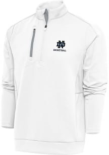 Antigua Notre Dame Fighting Irish Mens White Basketball Generation Long Sleeve 1/4 Zip Pullover