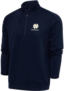 Antigua Notre Dame Fighting Irish Mens Navy Blue Baseball Generation Long Sleeve 1/4 Zip Pullove..
