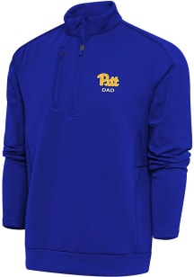 Antigua Pitt Panthers Mens Blue Dad Generation Long Sleeve 1/4 Zip Pullover