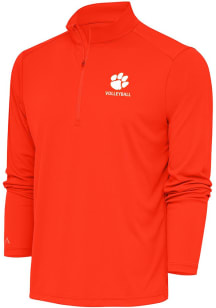 Antigua Clemson Tigers Mens Orange Volleyball Tribute Long Sleeve 1/4 Zip Pullover
