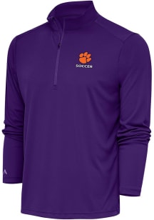 Antigua Clemson Tigers Mens Purple Soccer Tribute Long Sleeve 1/4 Zip Pullover