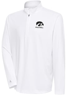 Antigua Iowa Hawkeyes Mens White Volleyball Tribute Long Sleeve 1/4 Zip Pullover