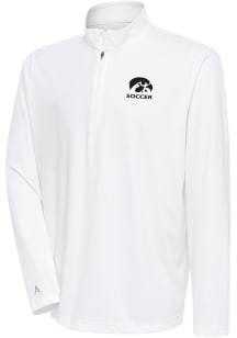 Antigua Iowa Hawkeyes Mens White Soccer Tribute Long Sleeve 1/4 Zip Pullover
