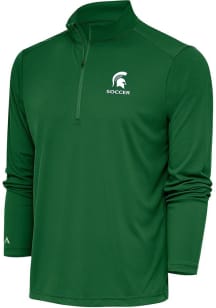 Antigua Michigan State Spartans Mens Green Soccer Tribute Long Sleeve 1/4 Zip Pullover