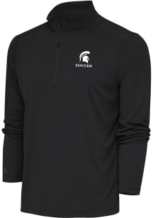 Antigua Michigan State Spartans Mens Grey Soccer Tribute Long Sleeve 1/4 Zip Pullover