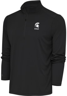 Antigua Michigan State Spartans Mens Grey Dad Tribute Long Sleeve 1/4 Zip Pullover