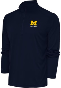 Antigua Michigan Wolverines Mens Navy Blue Volleyball Tribute Long Sleeve 1/4 Zip Pullover