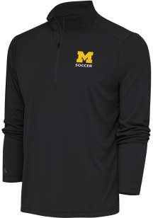 Antigua Michigan Wolverines Mens Grey Soccer Tribute Long Sleeve 1/4 Zip Pullover