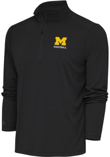 Antigua Michigan Wolverines Mens Grey Football Tribute Long Sleeve 1/4 Zip Pullover
