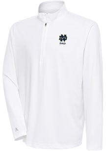 Antigua Notre Dame Fighting Irish Mens White Dad Tribute Long Sleeve 1/4 Zip Pullover