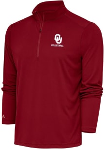 Antigua Oklahoma Sooners Mens Red Volleyball Tribute Long Sleeve 1/4 Zip Pullover