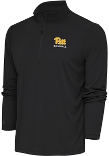 Antigua Pitt Panthers Mens Grey Baseball Tribute Long Sleeve 1/4 Zip Pullover