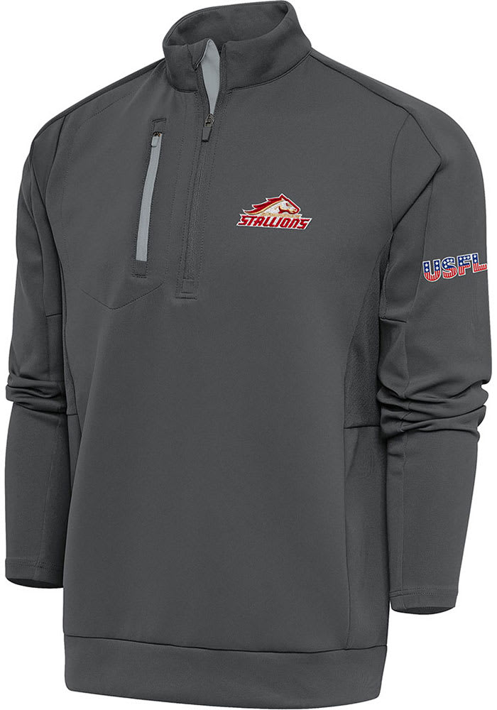 Antigua Birmingham Stallions Black Generation Long Sleeve 1/4 Zip Pullover, Black, 90 % Polyester / 10% SPANDEX, Size XL, Rally House