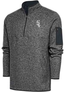 Antigua Chicago White Sox Mens Grey Metallic Logo Fortune Big and Tall 1/4 Zip Pullover