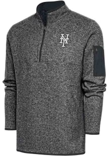 Antigua New York Mets Mens Grey Metallic Logo Fortune Big and Tall 1/4 Zip Pullover