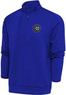 Antigua Chicago Cubs Mens Blue Metallic Logo Generation Big and Tall 1/4 Zip Pullover