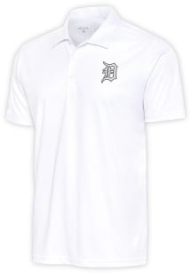 Antigua Detroit Tigers White Metallic Logo Tribute Big and Tall Polo