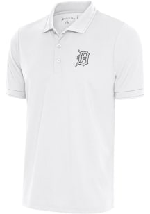 Antigua Detroit Tigers White Metallic Logo Affluent Big and Tall Polo