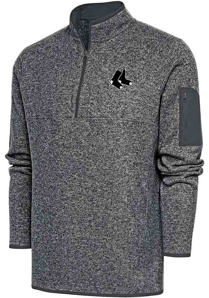 Antigua Boston Red Sox Grey Metallic Logo Tribute Long Sleeve 1/4 Zip Pullover, Grey, 100% POLYESTER, Size 3XL, Rally House