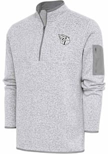 Antigua Cleveland Guardians Mens Grey Metallic Logo Fortune Long Sleeve Qtr Zip Pullover