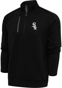 Antigua Chicago White Sox Mens Black Metallic Logo Generation Long Sleeve 1/4 Zip Pullover