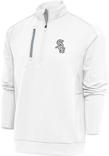 Antigua Chicago White Sox Mens White Metallic Logo Generation Long Sleeve 1/4 Zip Pullover