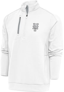 Antigua New York Mets Mens White Metallic Logo Generation Long Sleeve 1/4 Zip Pullover